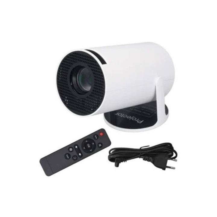 Video Proiector Portabil 4K 1920 x 1080, Wireless, Compatibil cu Android/iOS, 17 x 10 x 9 cm, Alb