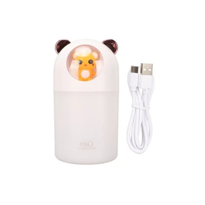 Mini párásító 280ml, 2 permetezési mód, 25dB alacsony zajszint, USB tápellátás, színes éjszakai fények