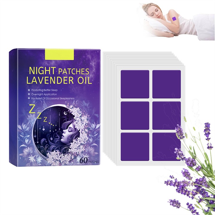 Plasturi pentru somn profund, care contin ulei esential de lavanda, promoveaza somnul, calmeaza si relaxeaza mintea si corpul, 60 de plasturi