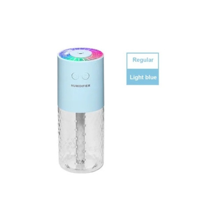 Umidificator mini 280ml, 2 moduri de pulverizare, 25dB zgomot redus, alimentare USB, lumini nocturne colorate