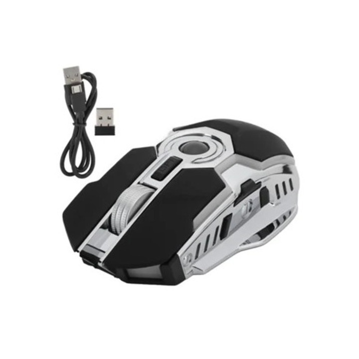 Mouse de gaming wireless, silent, reincarcabil, USB, pentru PC si laptop