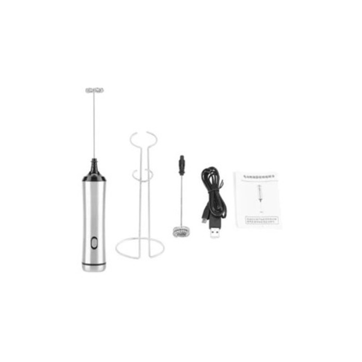 Frother electric portabil pentru lapte, din otel inoxidabil, reincarcabil USB, accesorii aparate cafea