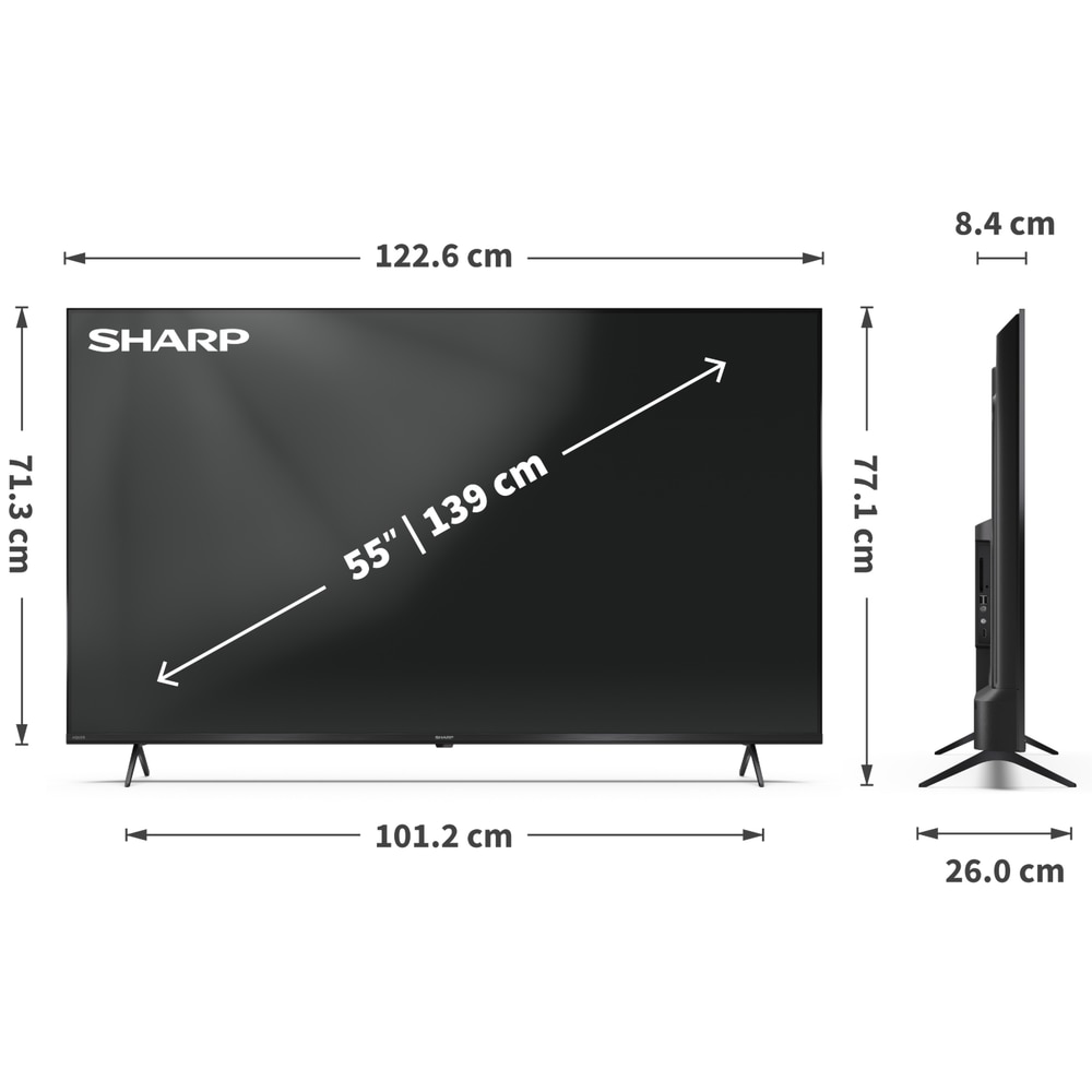 Televizor LED Sharp 139 cm 55" 55HL4465E, Ultra HD 4K, Smart TV, WiFi