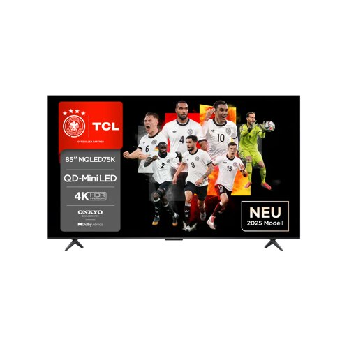 Televizor QLED mini LED TCL 85MQLED75K, 215 cm, 4K UHD, HDR, Smart TV, Dolby Atmos, Google TV, 120 Hz