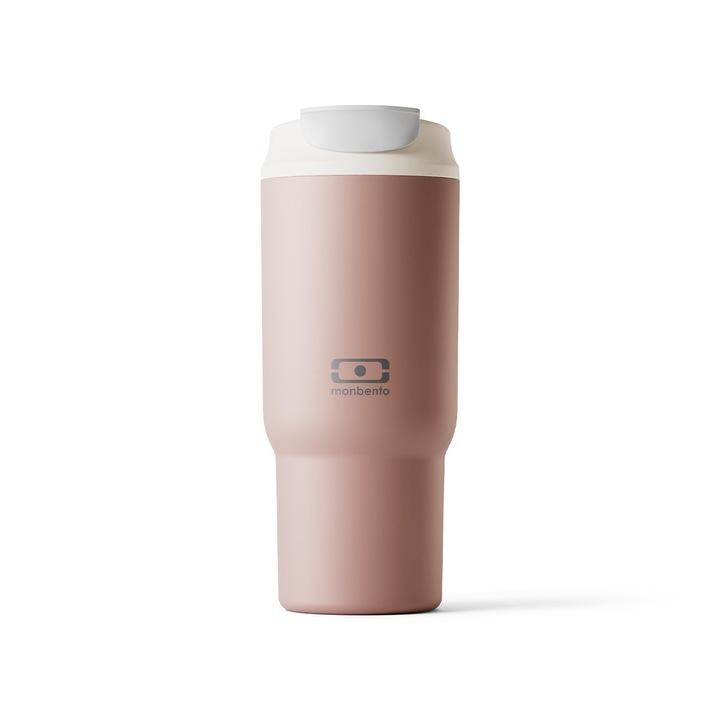 Monbento Travel Mug L 0,6 l rózsaszín, rozsdamentes acél termobögre, nagy kapacitás, kompakt design