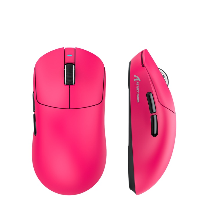 Mouse gaming wireless Attack Shark X8SE, 22000 DPI, 6 butoane programabile, roz