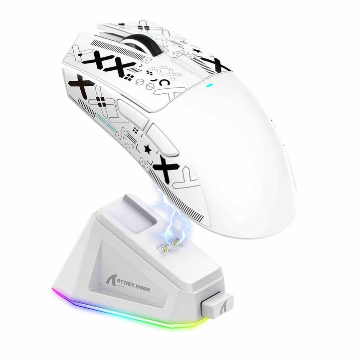 Mouse gaming wireless Attack Shark X11, 59g, RGB, 22000 DPI, suport anti-alunecare