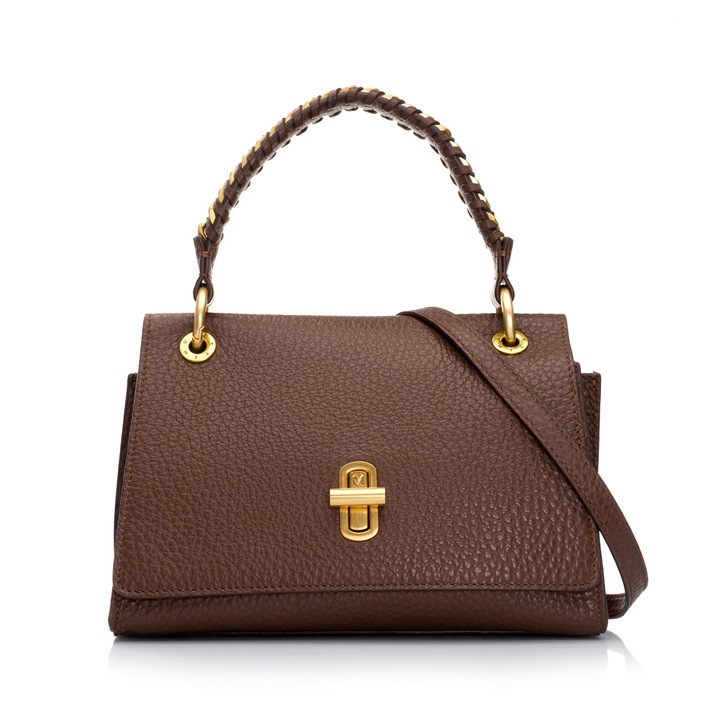 Geanta dama de umar, Musette, INDRA PM, Piele naturala, Maro, 26 x 10 x 19 cm