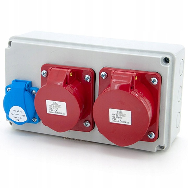 Elektromos elosztótáblák, ELS Elektrotechnika, elosztó 32A/5P + 16A/5P + GS 230V, IP65, 260x150x80mm