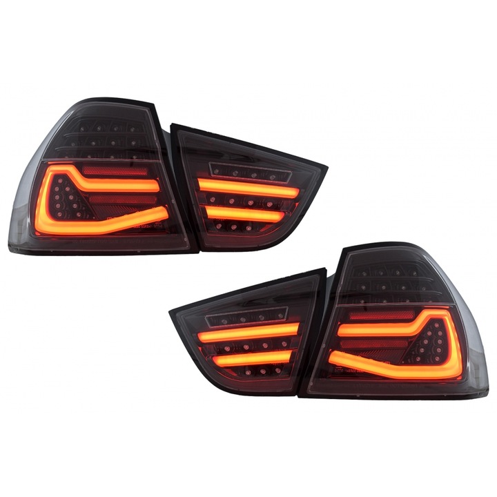 Set 2 Stopuri KITT pentru BMW Seria 3 E90 LCI, Fumuriu, LED, Dimensiuni 51x43x33cm