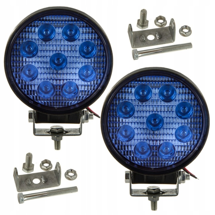 2 db LED halogén munkalámpa készlet, Mizar, 27W, szórt fény, 12V-24V, IP67, ütésálló