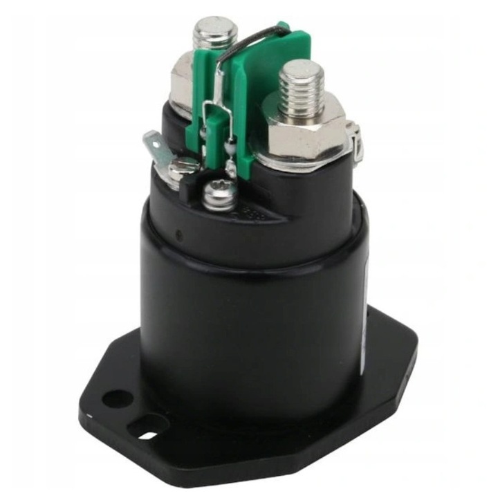 Indítómotor relé tekercs, John Deere traktorhoz, 12V, 300A, 64mm, menetes aljzattal és csatlakozókkal