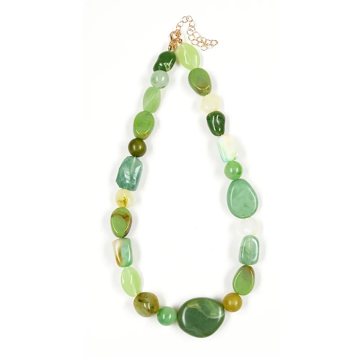 Colier statement verde cu margele mari si aspect elegant - eMAG.ro