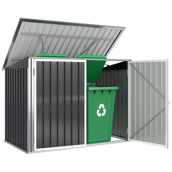 Kukatároló, Outsunny, Horganyzott acél, Sötétszürke, 179.5x108x129.5 cm