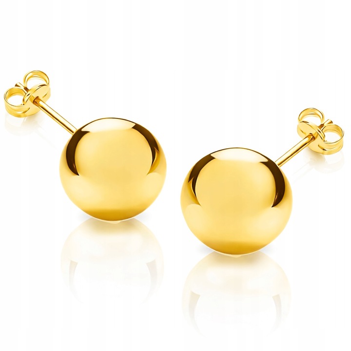 Cercei aurii cu bile de 12 mm, argint placat cu aur 925/585 14K