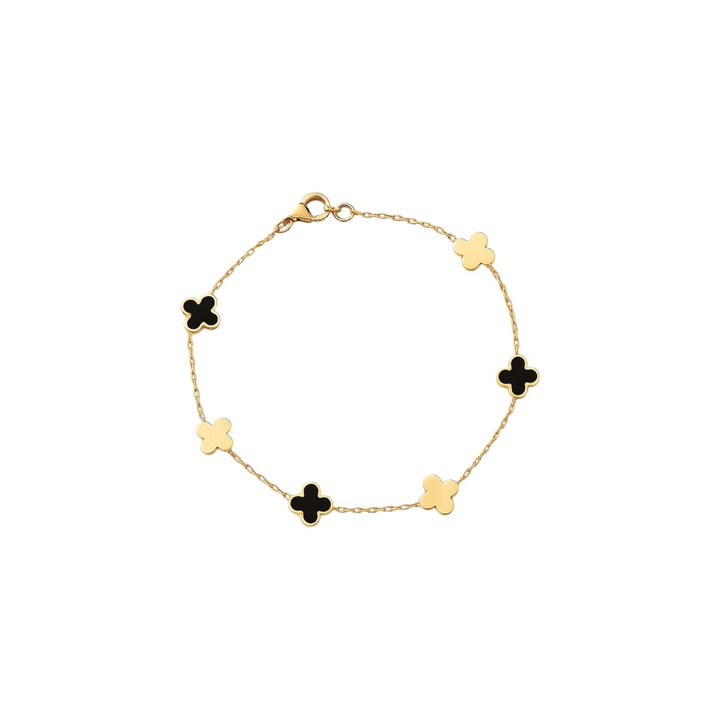Bratara din aur Antonia Gold, fluturasuri negre si aurii, 19.5cm