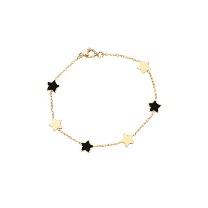 Bratara, Antonia Gold, aur, stelute aurii si negre, 20cm