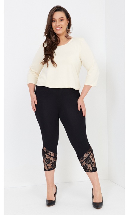 Colanti Alpi Moda, stilati si confortabili, cu dantela, culoare neagra, material elastic