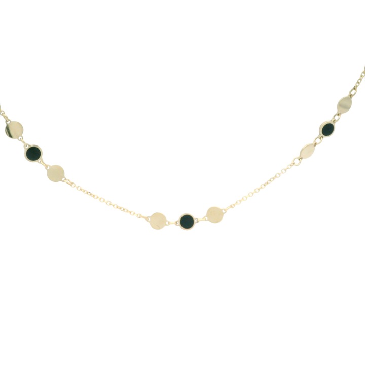 Lantisor aur 14k, discuri decorative, auriu cu accente negre, 45cm