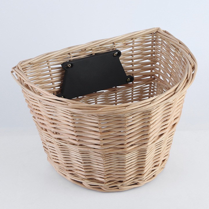Cos de bicicleta din rattan, gri, compact, ecologic