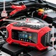Интелигентно зарядно устройство за автомобилни акумулатори, 12V 6A, с LED екран, функция за импулсен ремонт, многократна защита, подходящо за мотоциклети, автомобили и офроуд превозни средства, AZFAMZOP®, червено