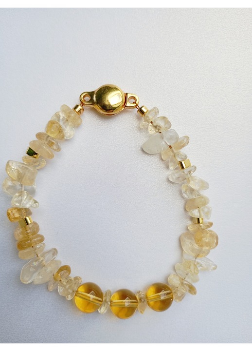 Bratara Citrin si Hematit placat cu aur 24K