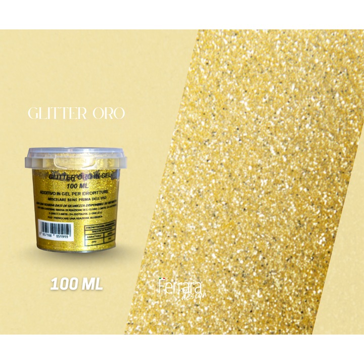 Glitter auriu pentru vopsea decorativa, Ferrara Design 100ML