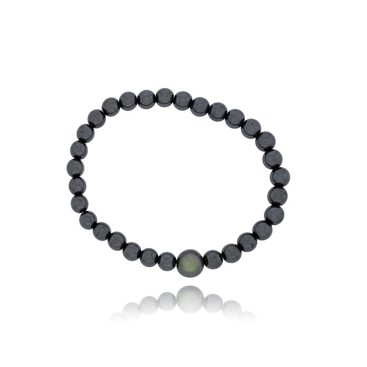 Bratara elastica cu Hematite, Skaras, negru