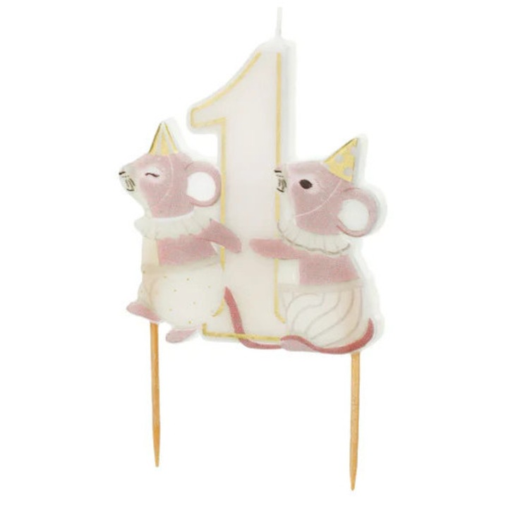 Lumanare „1” Prima aniversare, Soricei, 7.5 cm