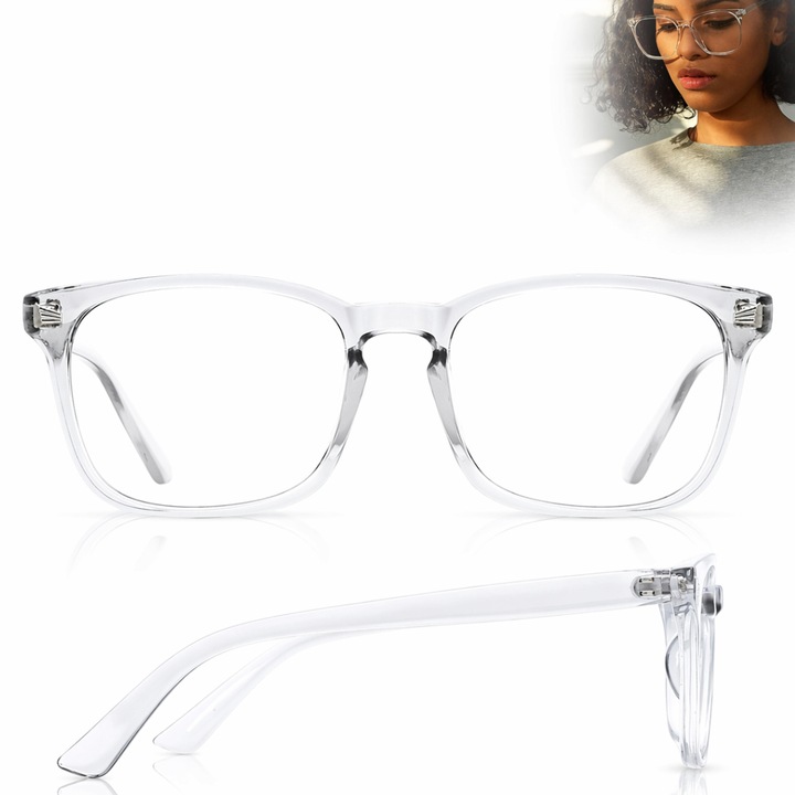 Ochelari Protectie Calculator Macvi® Anti Lumina UV400 Albastra, Anti Reflexie, Unisex, Transparent pentru Telefon, Laptop, Gaming