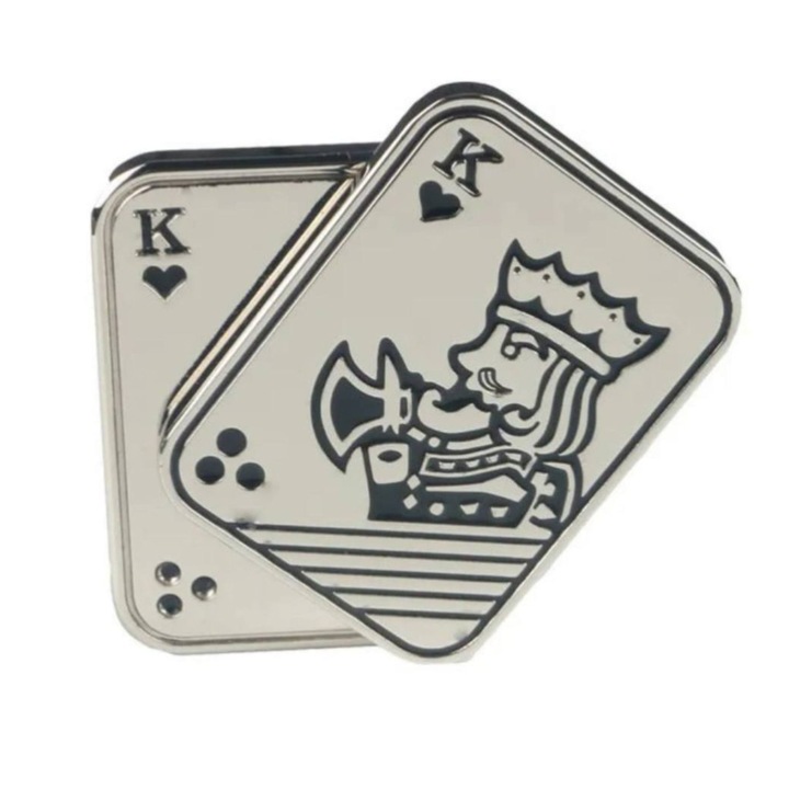 Метална антистрес играчка, Dara, Премиум Fidget Slider, Модел Poker King, Магнитен хаптичен механизъм, Неръждаема стомана, за възрастни, 4.8 X 3.6, Сребрист, Dara, Метална сплав, 4.8 x
