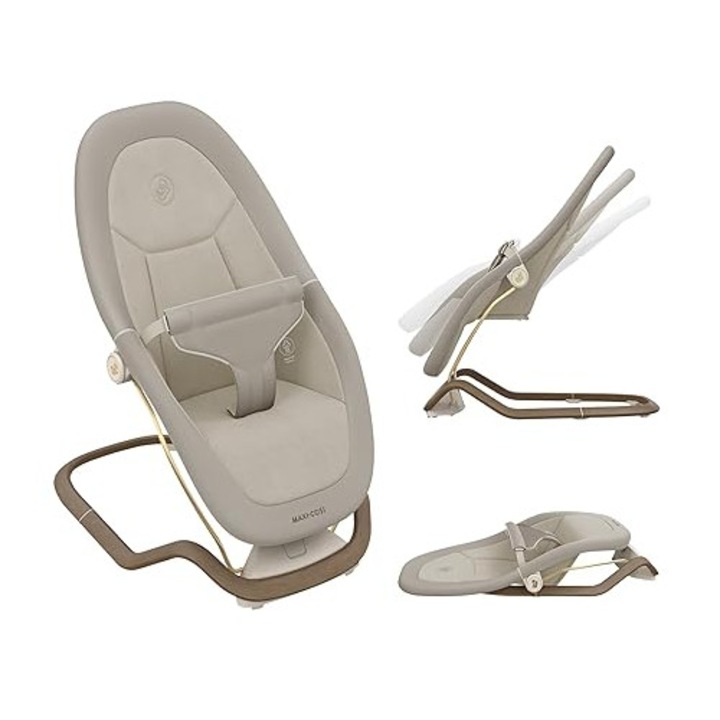 Balansoar bebelusi Maxi-Cosi Dove 0-3 ani, 15 kg, 3 pozitii reglabile, pliabil, ultra usor, Eco Care, design premium, bej