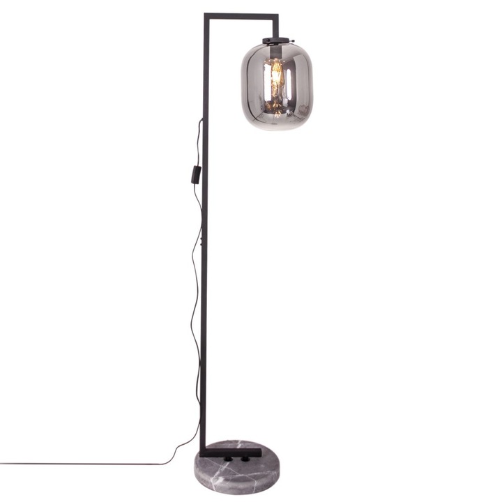 Lampa de podea Loft Leola, metal si sticla, culoare fumurie, E27, IP20