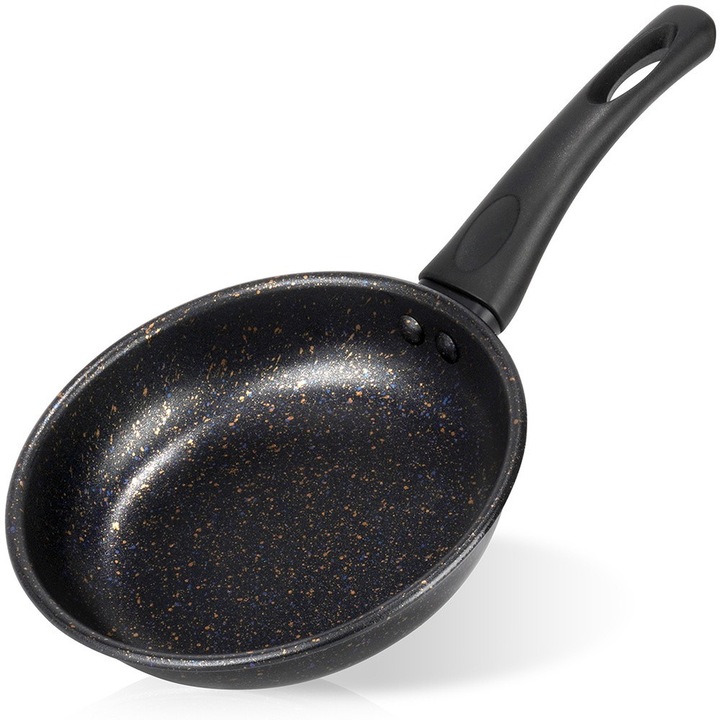 Vilde Basic Line univerzális serpenyő, 16 cm átmérő, szénacél, fekete, tapadásmentes gránit bevonat, gáz, elektromos és kerámia főzőlapokhoz kompatibilis, ergonomikus fogantyú akasztóval, mosogatógépben mosható, prémium egészséges főzőeszköz