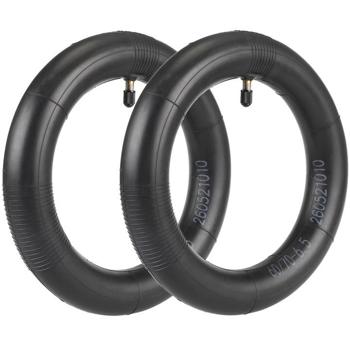 Set 2x Camera de aer 60/70-6.5, Ulip pentru trotineta electrica Motus Scooty 10, Ninebot Max G30, Xiaomi seria 5, valva dreapta, Negru