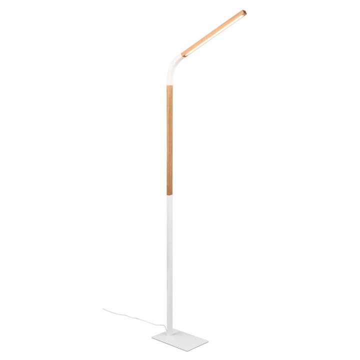 Lampa de podea Trio Norris, LED 14W, 3000K, alb, din lemn