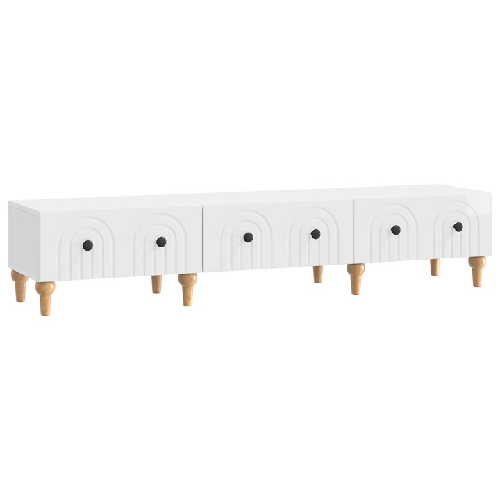 Cabinet TV vidaXL, Alb foarte lucios 147 x 34 vidaXL,5 x 30 cm Lemn prelucrat