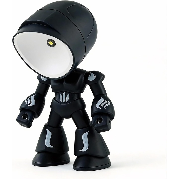 Mini éjszakai lámpa hős rendőrrel, YDCY LED magányos robot, aranyos rajzfilm asztali lámpa mágneses talppal, hálaadás, karácsony, halloween, születésnapi ajándék, szobadekoráció (fekete)