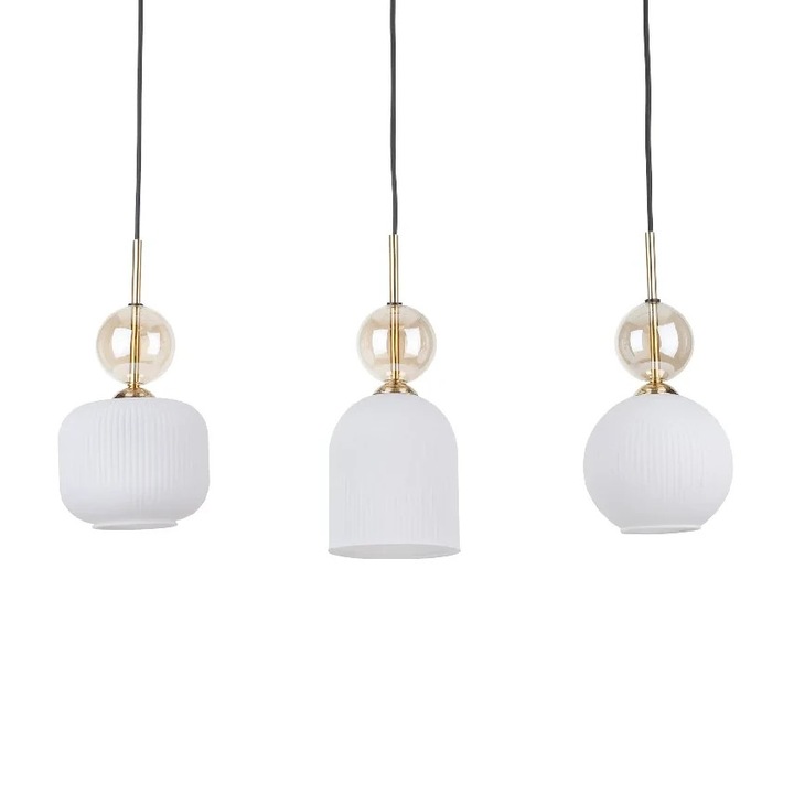 Lusta TK Lighting Sophia, 3 LED източника E14, метал и стъкло, черно-бял