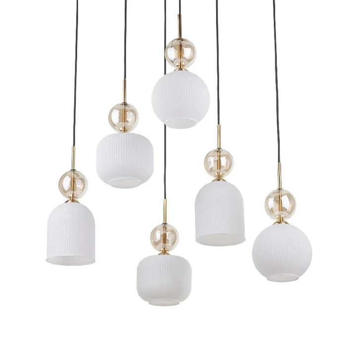 Лампа TK Lighting Sophia, бяла и черна, 6 LED източника E14, IP20