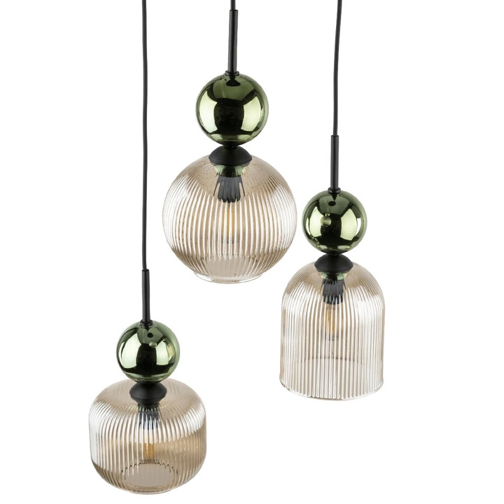 Лампа TK Lighting Sophia, зелена, 3 източника на светлина, размери 11148