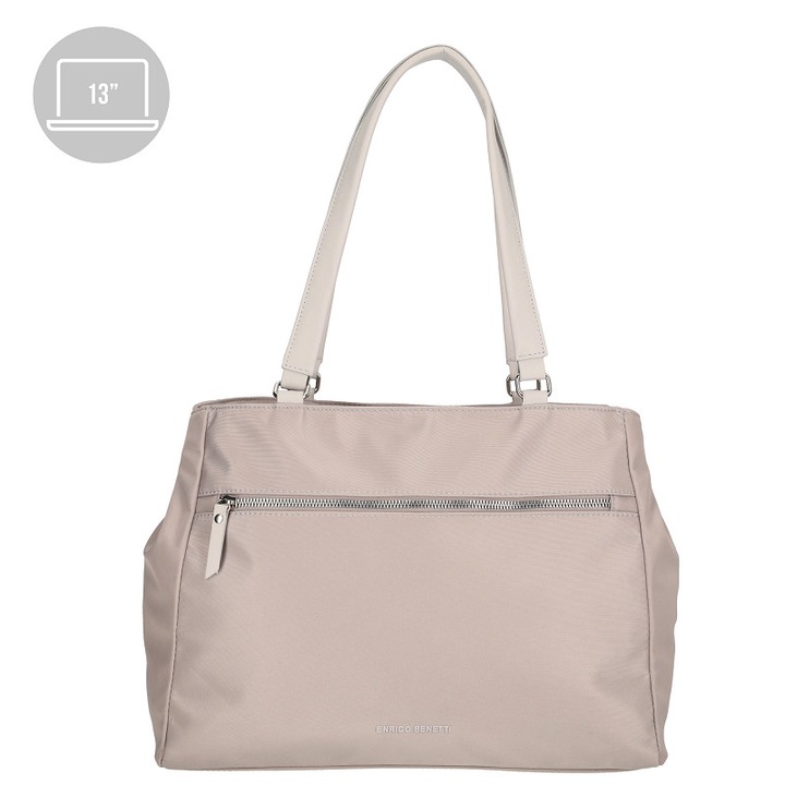 Geantă laptop Enrico Benetti Caroline, taupe, 36x11x26cm, pentru laptop 13 inch