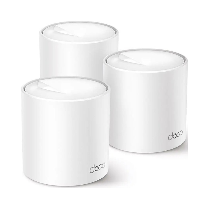 Wi-Fi система Deco X50 (комплект от 3 броя), TP-Link, 2,4 GHz и 5 GHz, бял, 110x110x114mm