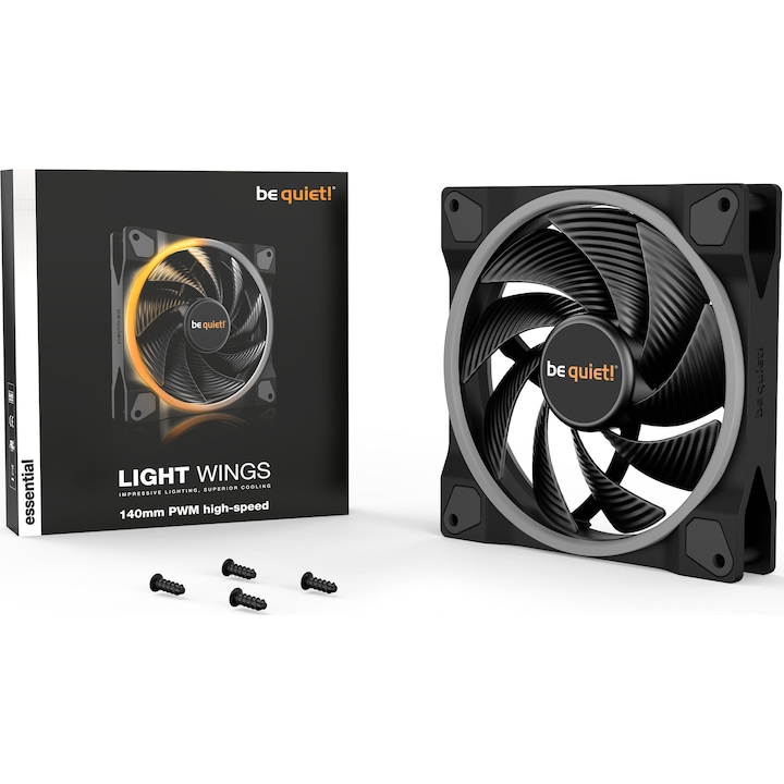 Ventilator PC, be quiet!, Light Wings, 140x140mm, ARGB, 2200 RPM, 31 dB, negru