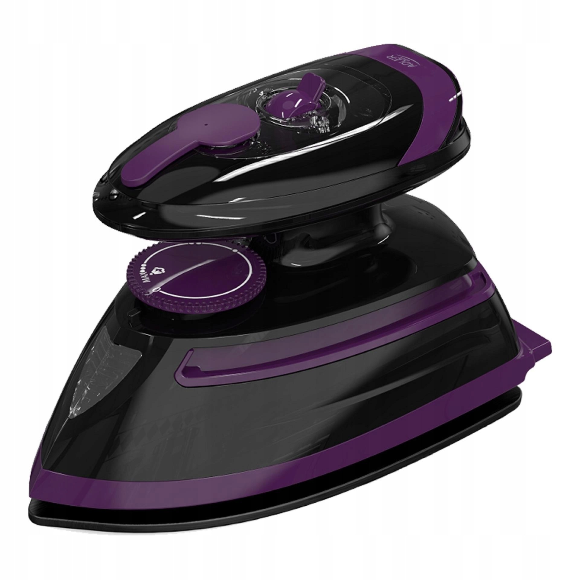 Fier de calcat ADLER Dual Voltage, de voiaj, cu aburi, talpa ceramica, cu husa de transport, mov/negru