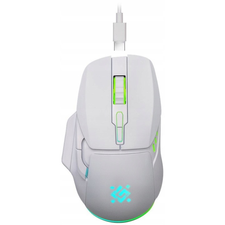 Mouse wireless Defender STIX GM-009, 3200dpi, alb, iluminare RGB, 7 butoane