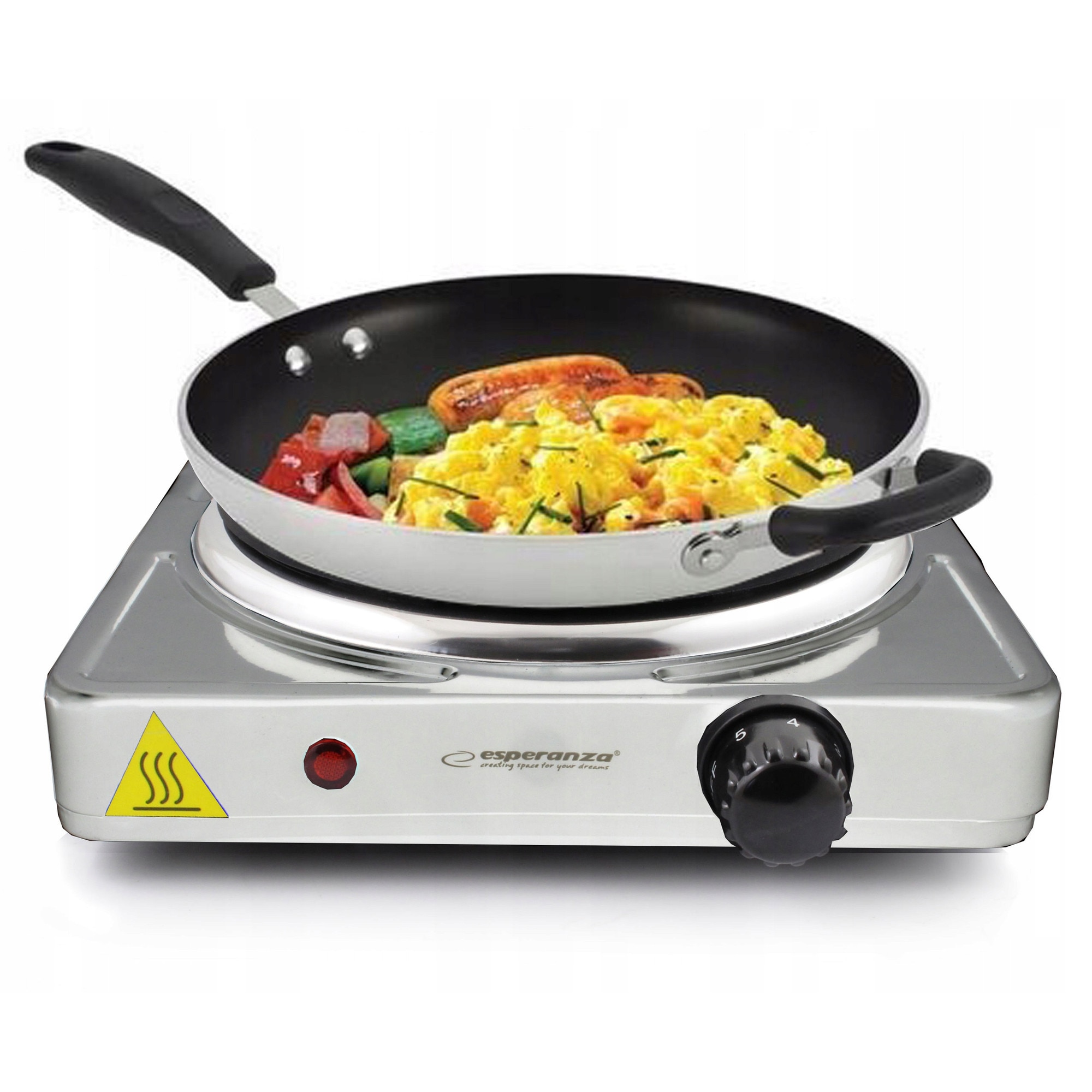 Aragaz electric Esperanza Pinatubo, 1500 W, 1 zona de gatit 18,5 cm, alb