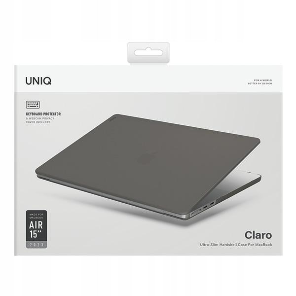 Etui laptop UNIQ Claro pentru MacBook Air 15" (2023), transparent gri, material PC