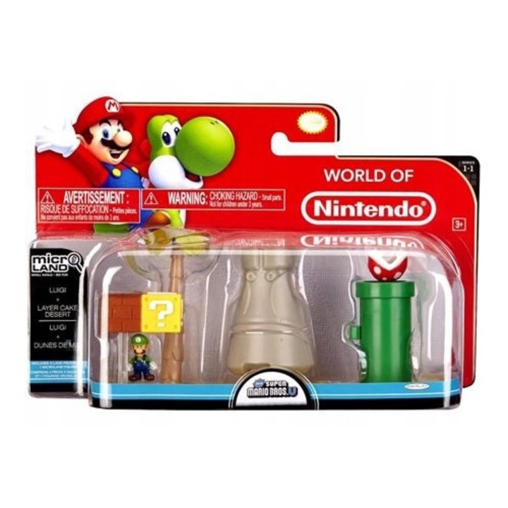 Комплект фигурки Super Mario, Luigi, JAKKS Pacific, 3 аксесоара, многоцветен, 2,5x1,5x1см