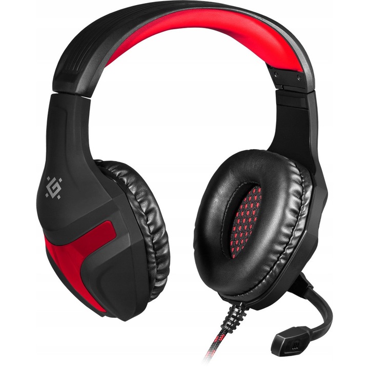 Casti PC Defender Scrapper 500, черен-червен, с насочен микрофон, активно намаляване на шума, 2x3.5mm